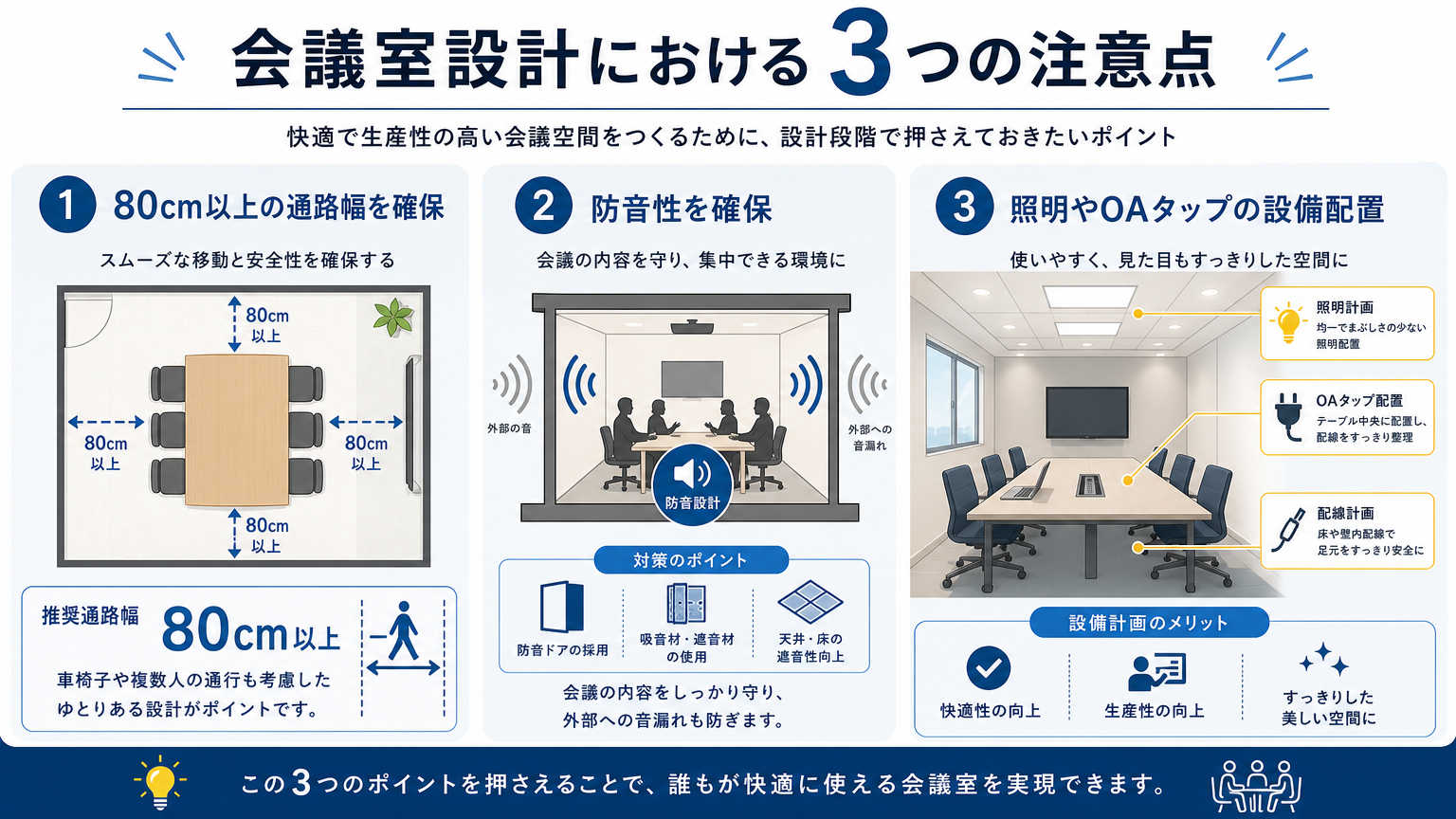 会議室の広さを確保する際に注意すべきポイント